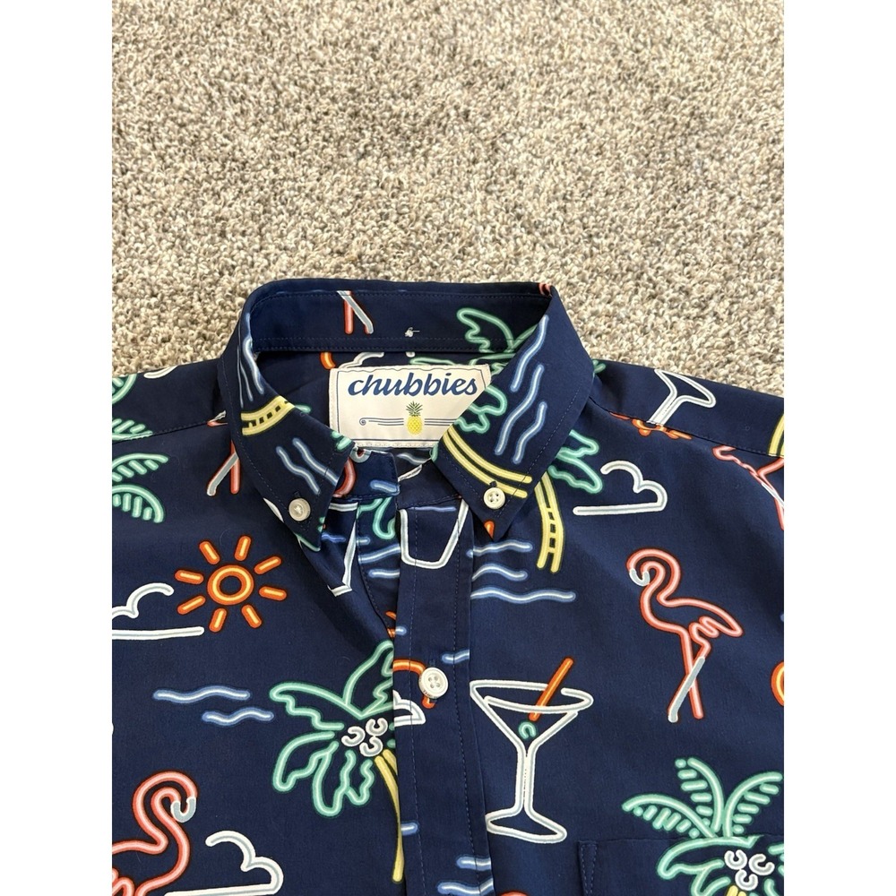 Chubbies The Neon Light Performance Polo Shirt Men's Medium Flamingo Martini - Picture 2 of 7